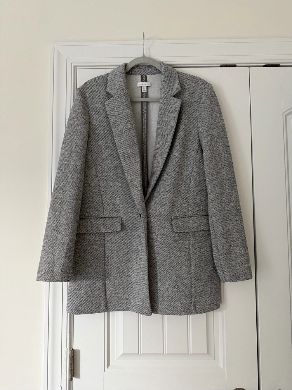 Topshop Gray Textured Tailored Blazer